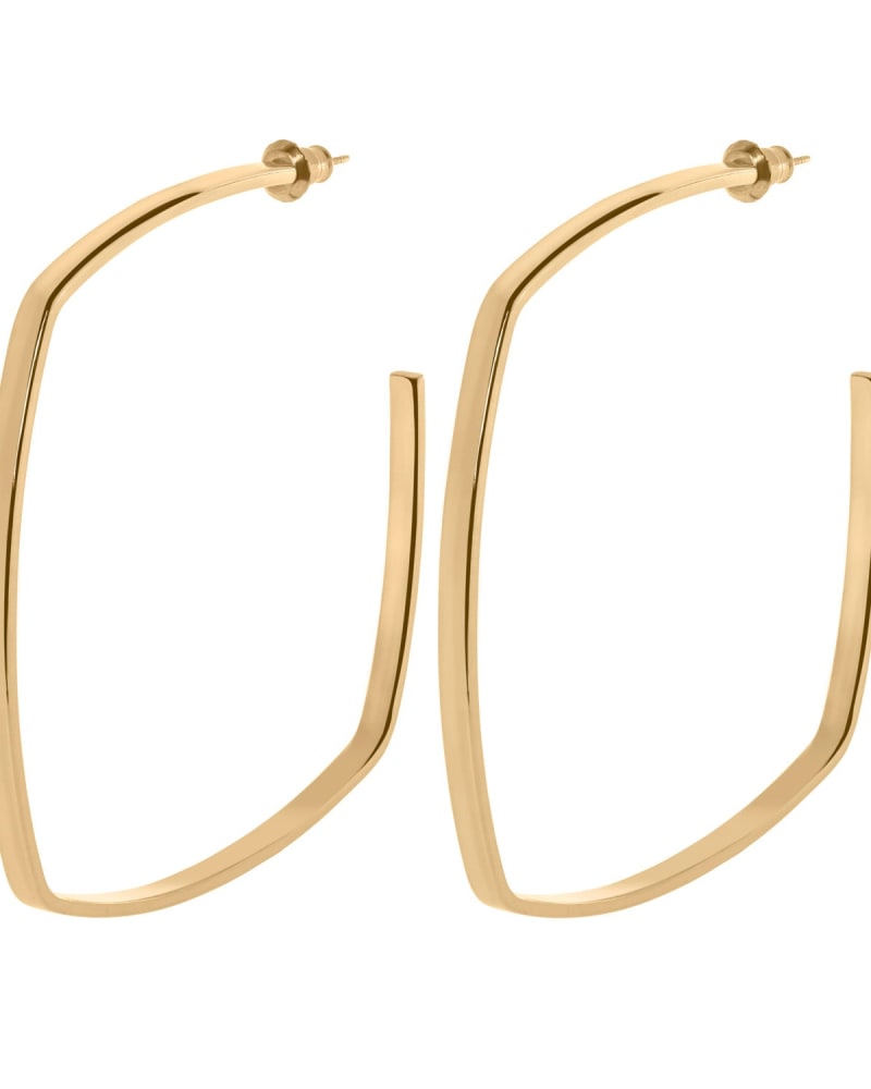 Front of a size one-size-fits-all Square Shaped Hoops Gold in Gold by Eklexic. | dia_product_style_image_id:283081